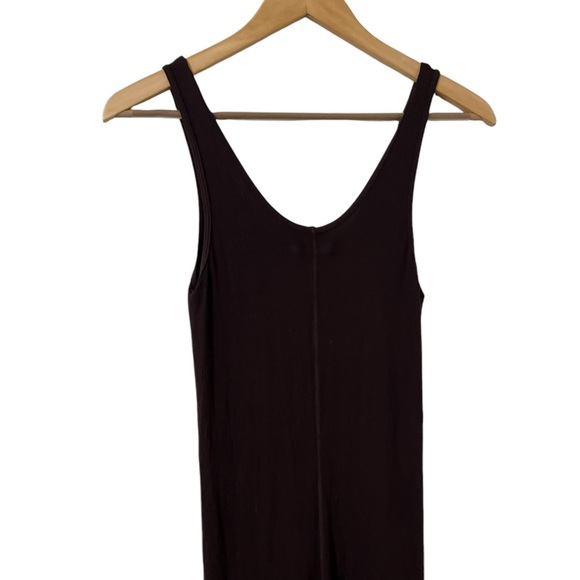 ENZA COSTA Ribbed Brown Tank Silk Midi Dress - Picture 3 of 5
